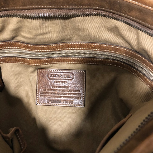 Coach Brown Suede Messenger Style Shoulder Bag - Picture 4 of 4